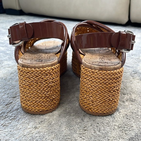 Casadei Marigold Woven Platform Chunky Sandals Designer Cork Footbed Sz 37 - Picture 7 of 16